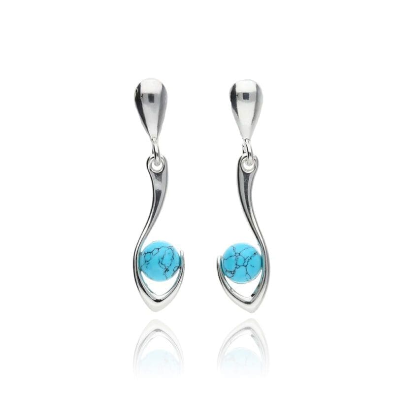 silver turquoise abstract drops