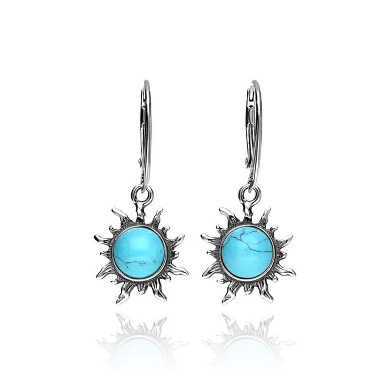 Silver Turquoise Sun Earrings
