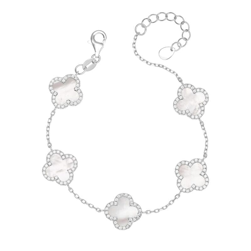 Silver Mother of Pearl Multi Clover Bracelet