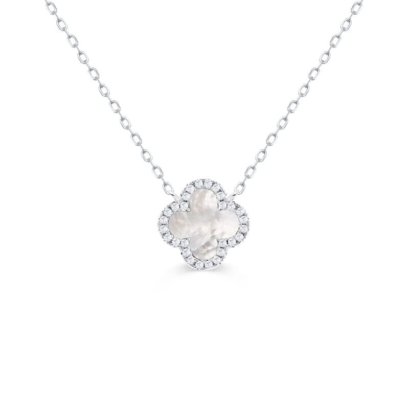 Silver Mother of Pearl Clover Pendant