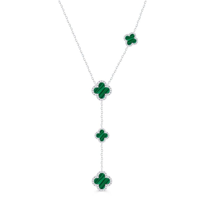 Silver Malachite Clover Drop Necklace