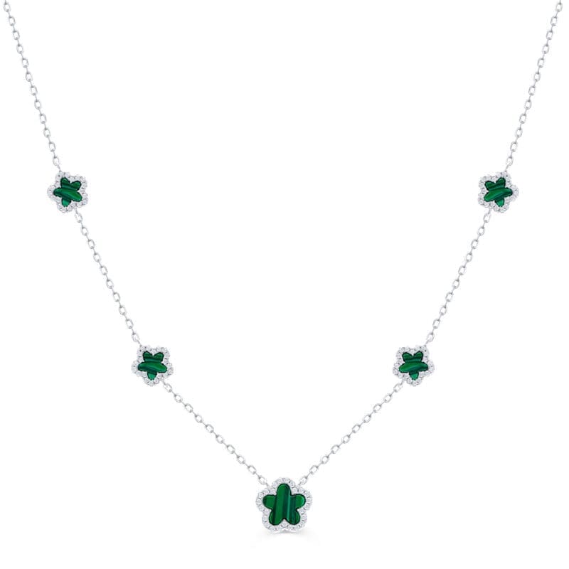 Silver Malachite Multi Flower Necklace