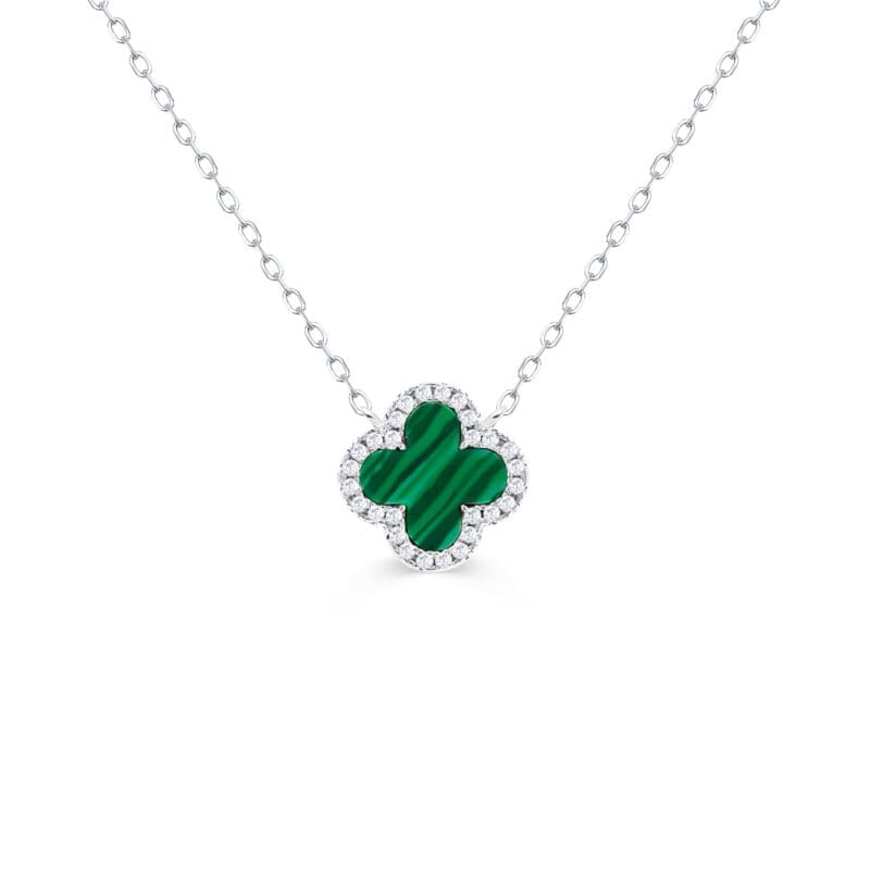 Silver Malachite Clover Pendant