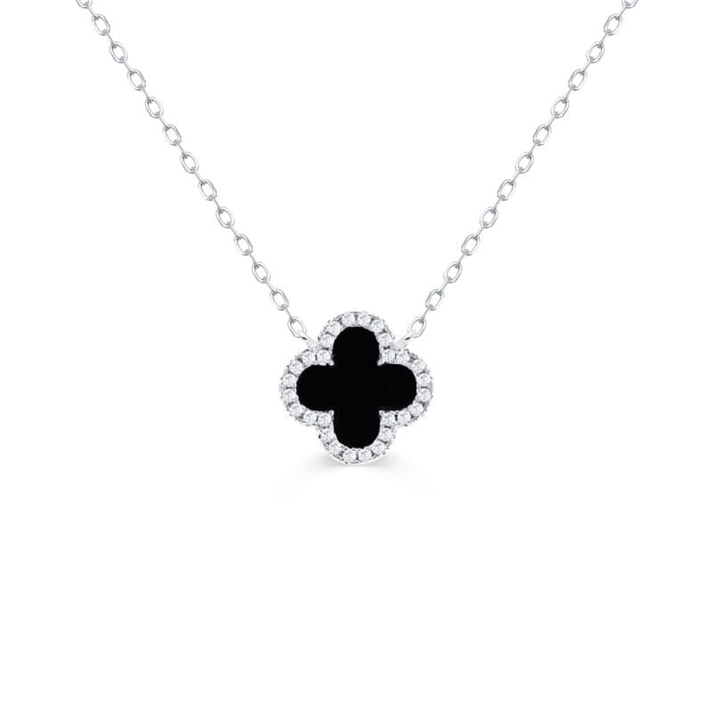 Silver Onyx Clover Pendant
