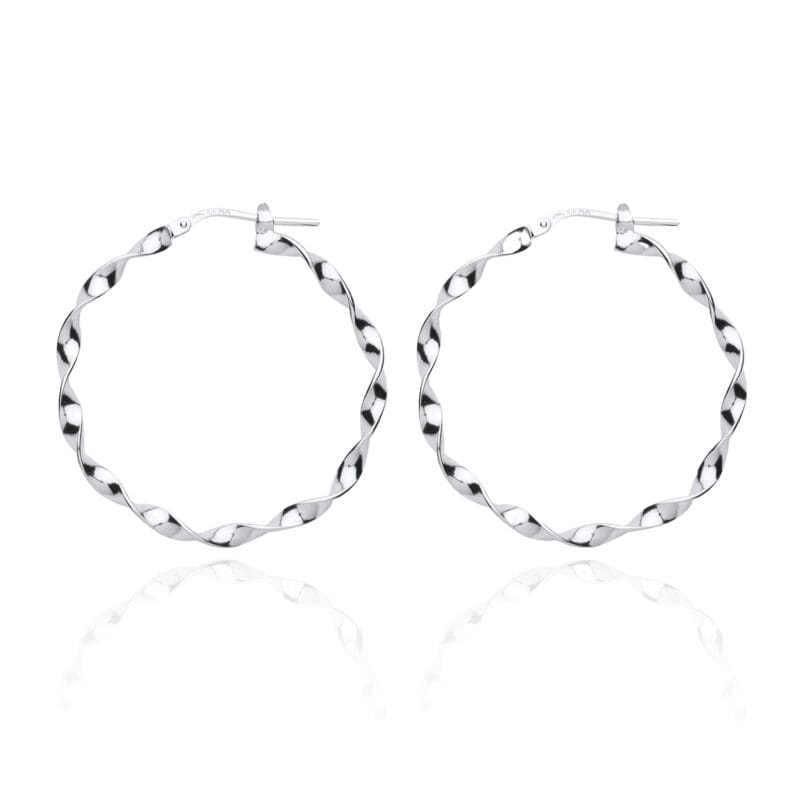 Silver Twist Hoops
